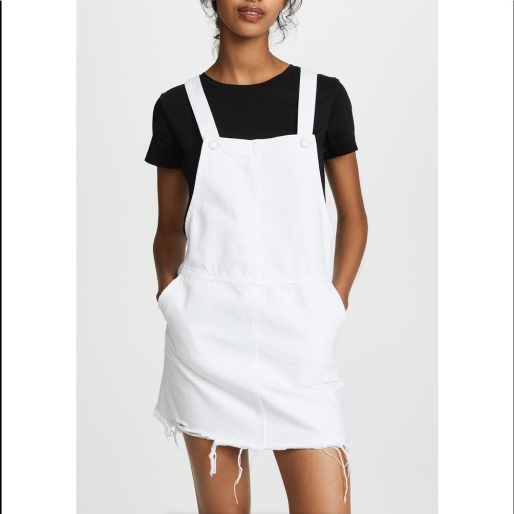 Blank NYC white denim overall mini dress. Size 27